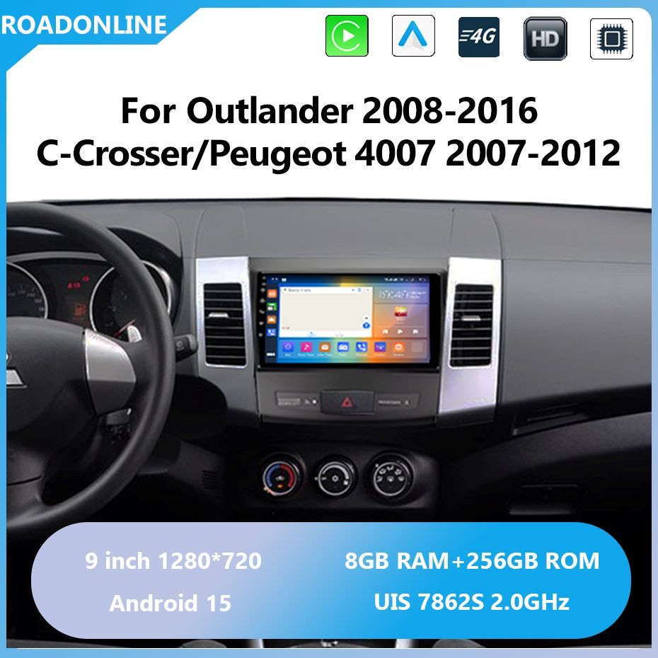 For Mitsubishi Outlander 2008-2016 Citroen C-Crosser / Peugeot 4007 2007-2013 Android 15 Car Radio Multimedia Player GPS Navigation Stereo