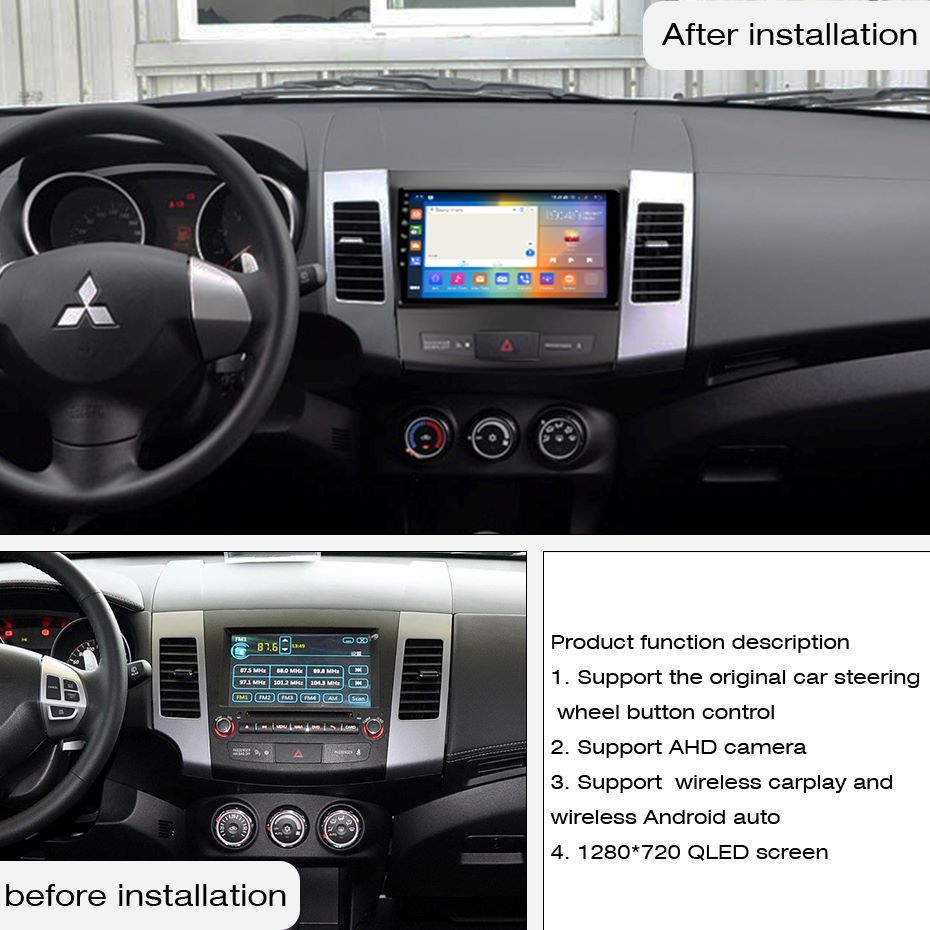 For Mitsubishi Outlander 2008-2016 Citroen C-Crosser / Peugeot 4007 2007-2013 Android 15 Car Radio Multimedia Player GPS Navigation Stereo
