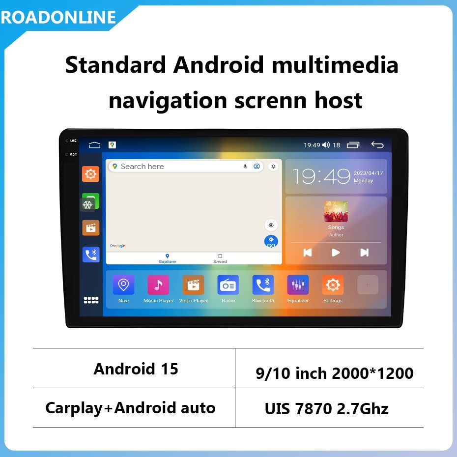 UIS 7870 9" / 10" Universal Car GPS Multimedia Player Stereo For Android 15 With Wifi Bluetooth Navi Radio Player 8G+256G Wifi 4G，and with 360° panoramic view camera