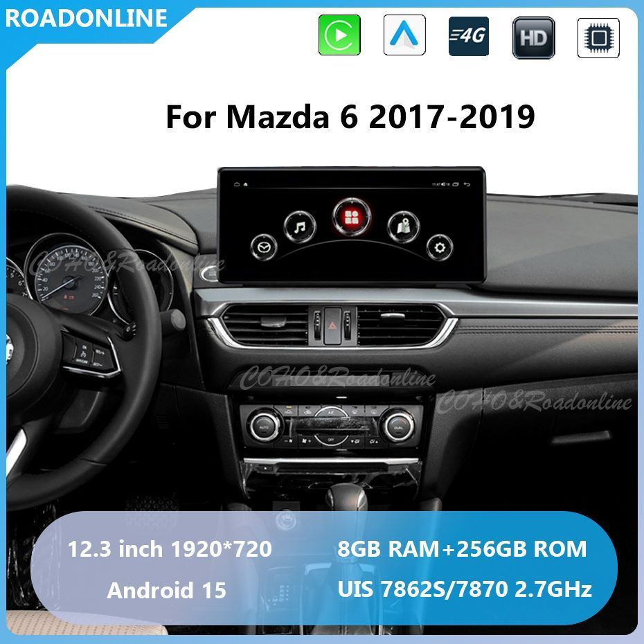 Android audio for Mazda 6 Car radio Multimedia Player 12.3''screen  2017-2019  Android 15 1920*720 Octa Core 8+256G Andriod+OEM system