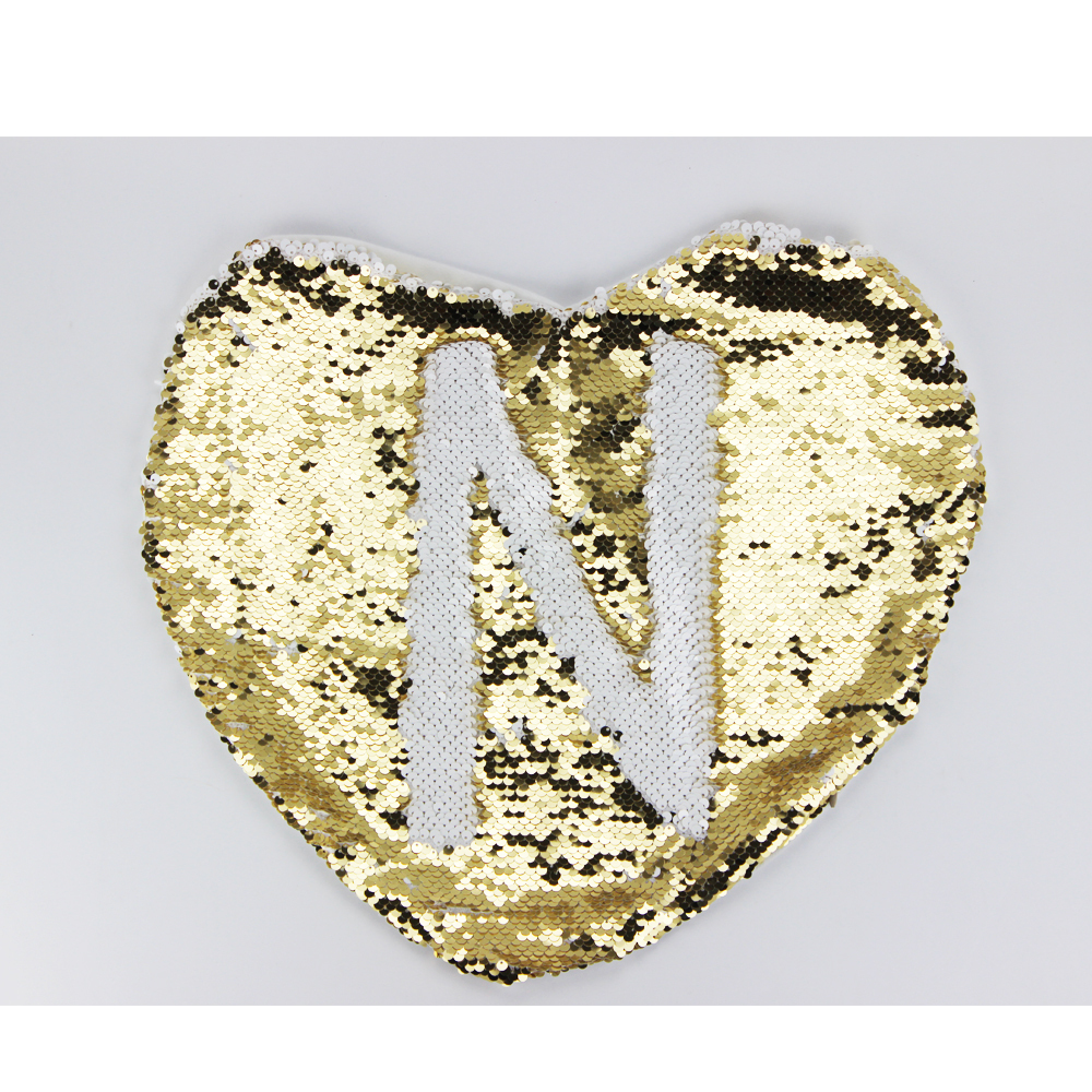 Party Decoration Custom Printing Double Printable Short Plush Magic Sequins Heart Pillow Cover