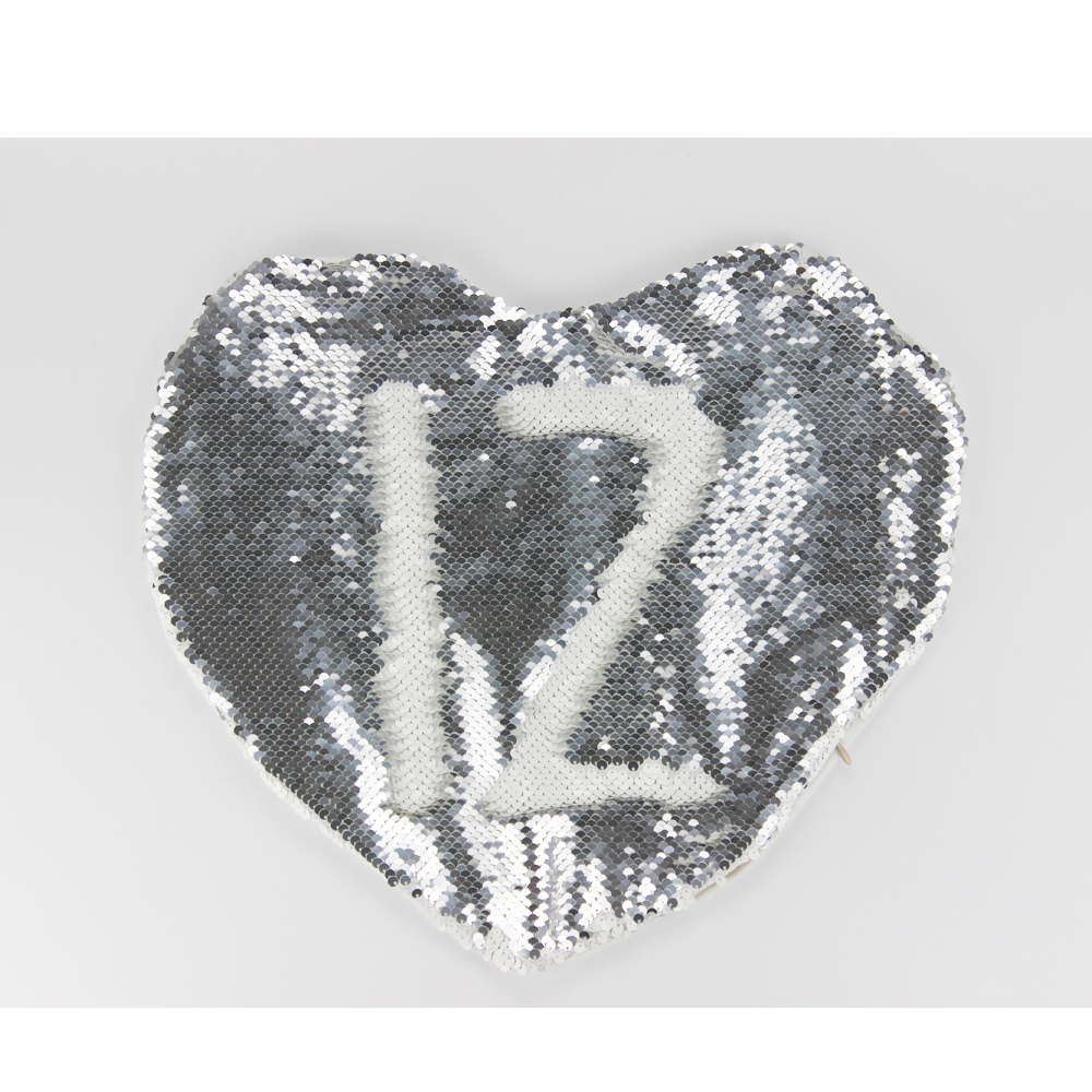 Party Decoration Custom Printing Double Printable Short Plush Magic Sequins Heart Pillow Cover