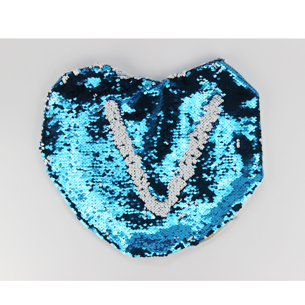 Party Decoration Custom Printing Double Printable Short Plush Magic Sequins Heart Pillow Cover