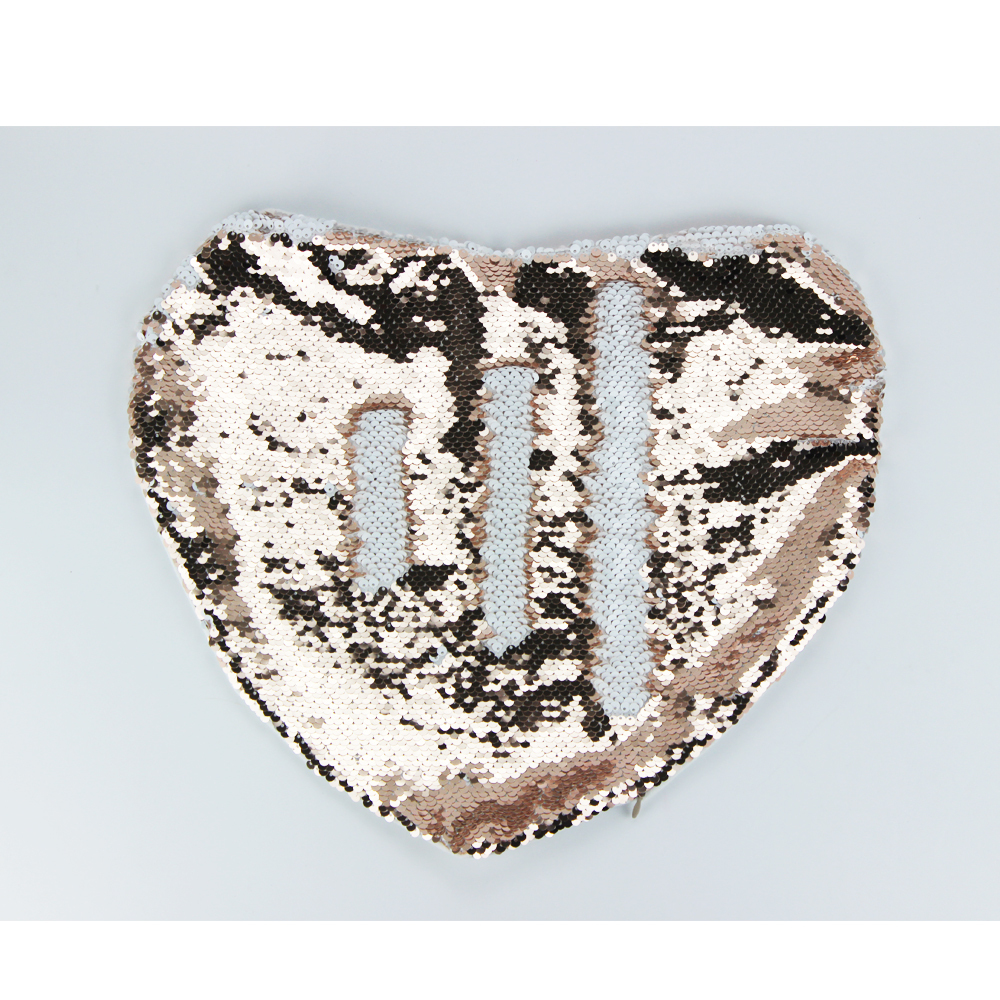 Party Decoration Custom Printing Double Printable Short Plush Magic Sequins Heart Pillow Cover