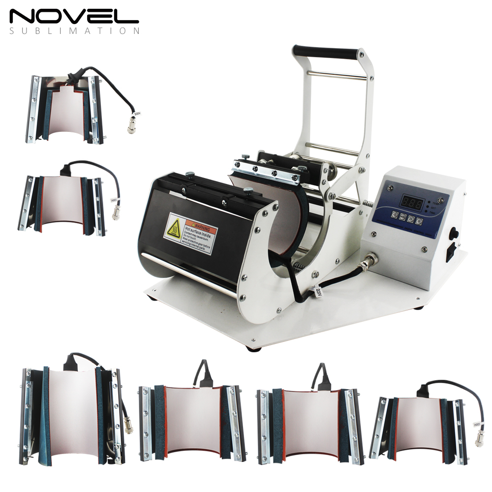 6 in1 Combo Mug Heat Press Durable Horizontal 1.5oz / 3oz / 9oz / 11oz /12oz /17oz Combo Mug Press Printing Sublimation Machine