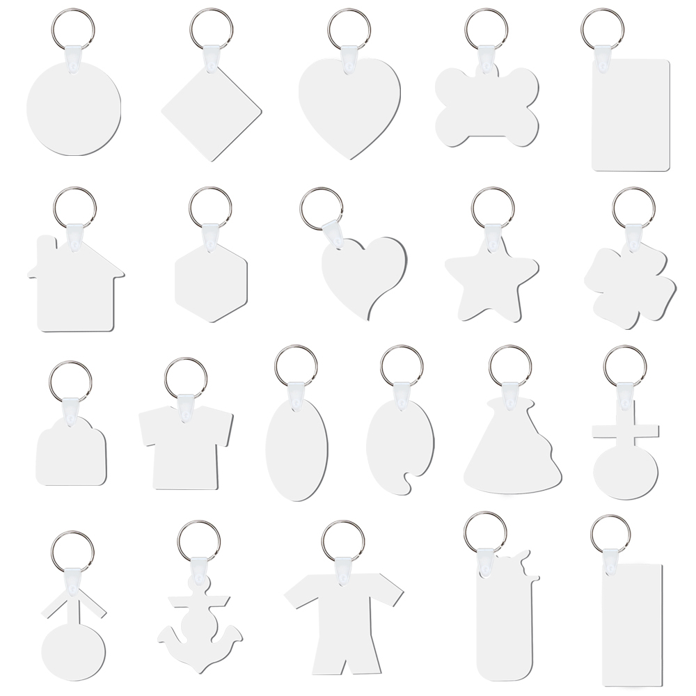 Popular Blank Sublimation MDF Keychain Double Sided DIY Key Ring