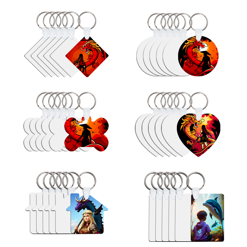 Popular Blank Sublimation MDF Keychain Double Sided DIY Key Ring