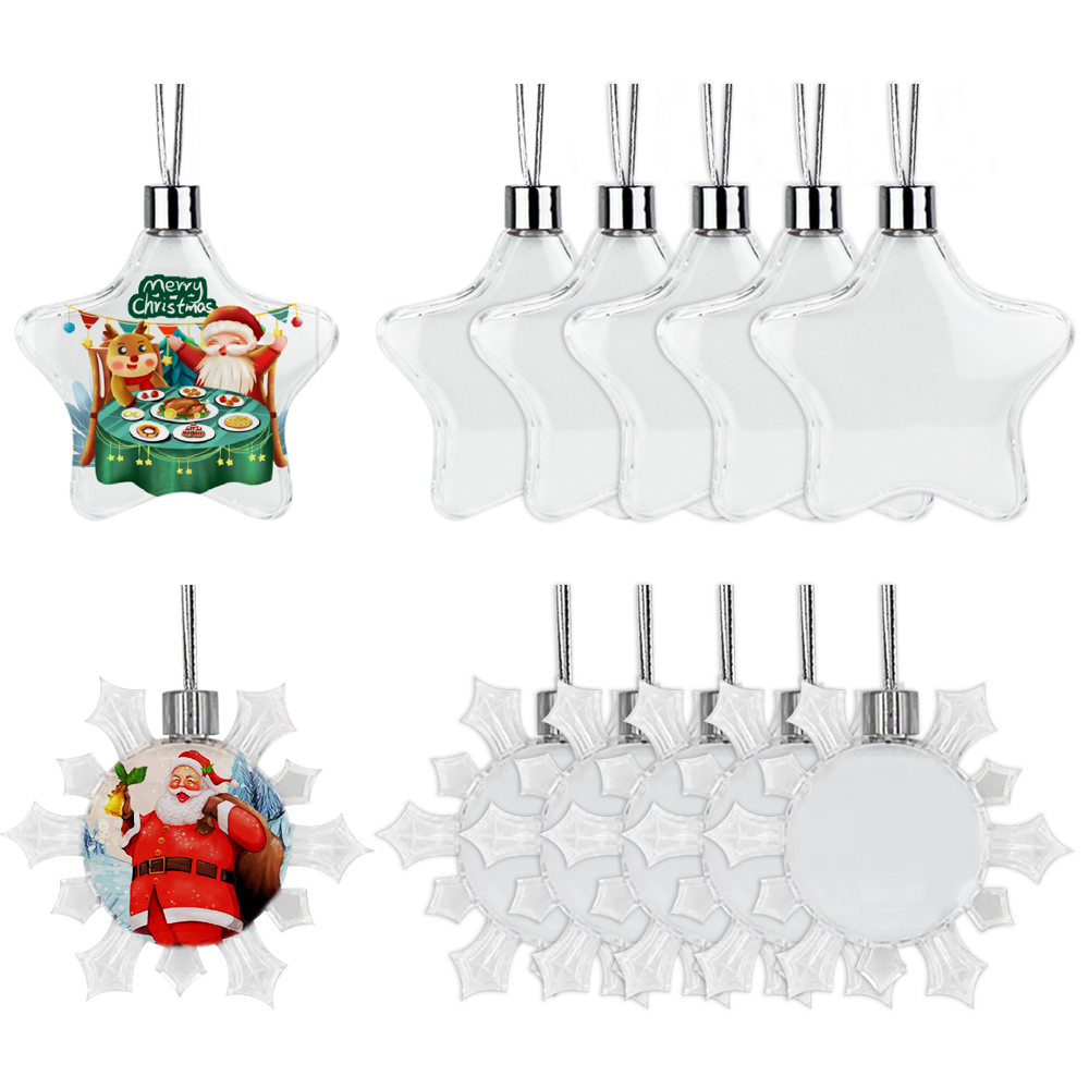Blank Sublimation Transparent Plastic Christmas Decorations With Double-sided Printing