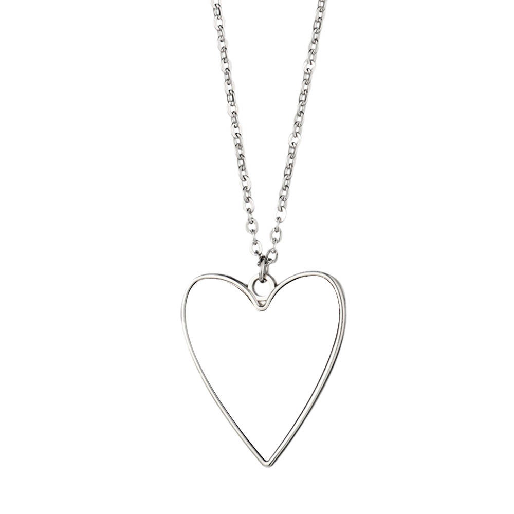 Fancy Sublimation blank Round with Diamonds Necklace DIY Heart Shape Necklace