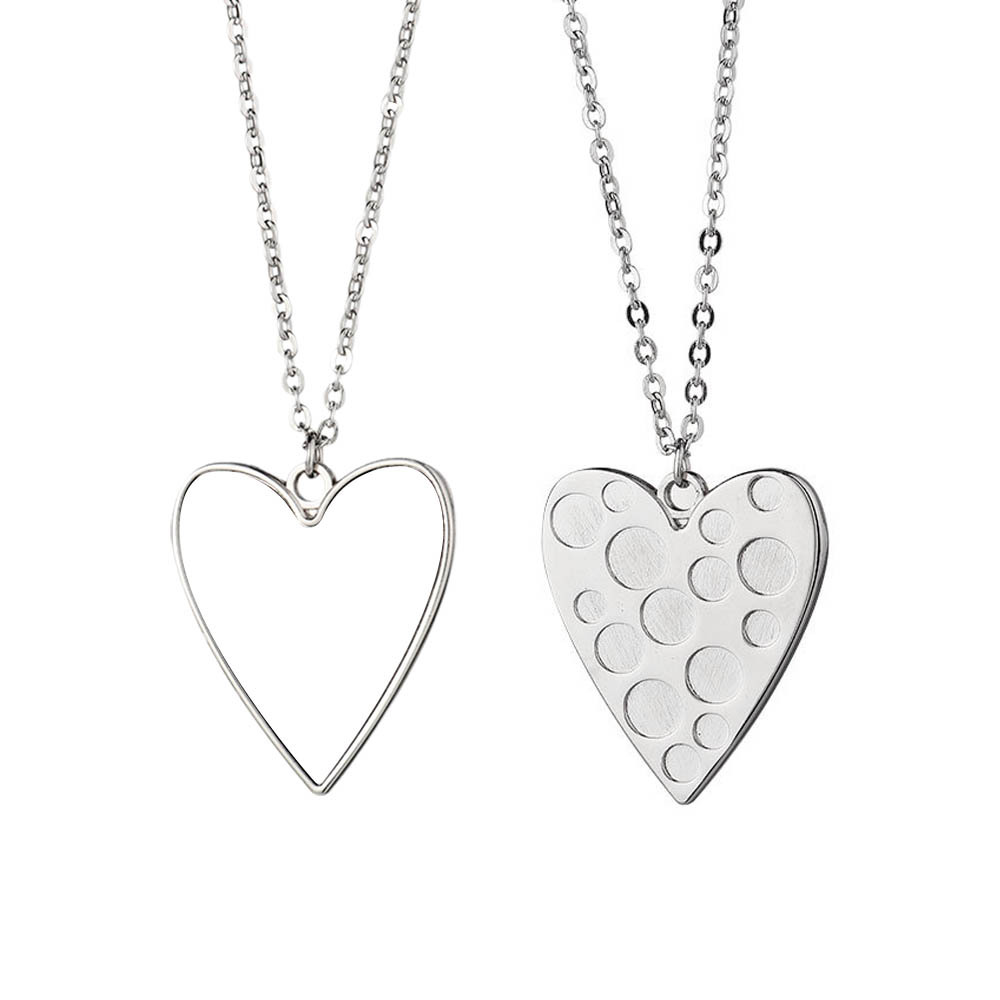 Fancy Sublimation blank Round with Diamonds Necklace DIY Heart Shape Necklace