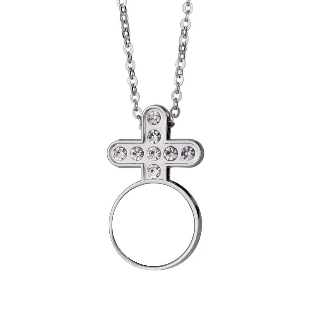 Fancy Sublimation blank Round with Diamonds Necklace DIY Heart Shape Necklace