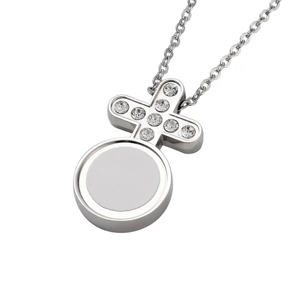 Fancy Sublimation blank Round with Diamonds Necklace DIY Heart Shape Necklace