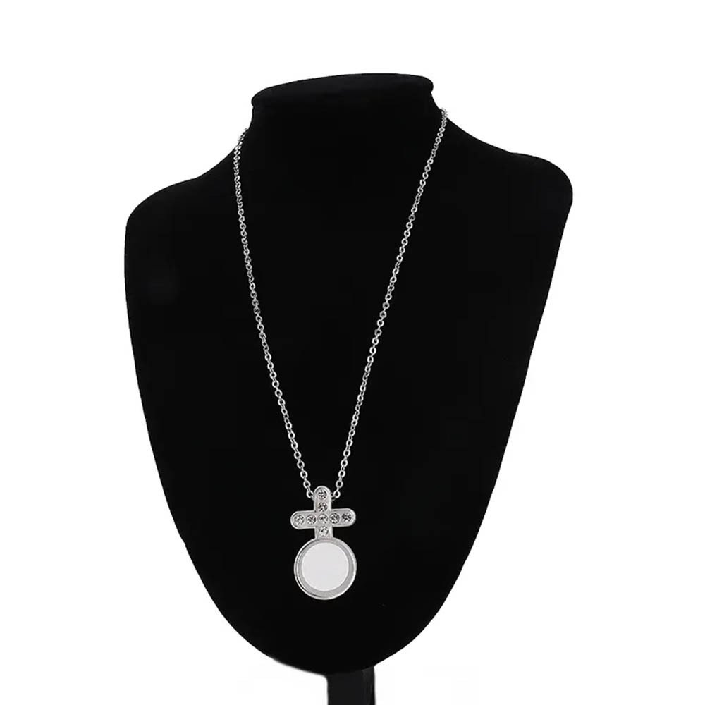 Fancy Sublimation blank Round with Diamonds Necklace DIY Heart Shape Necklace