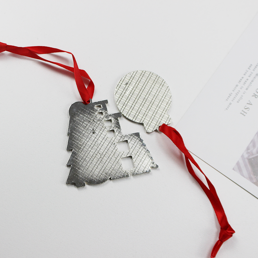 Customized Dye-Sublimation Blank Metal Xmas Ornament With Tree Shape