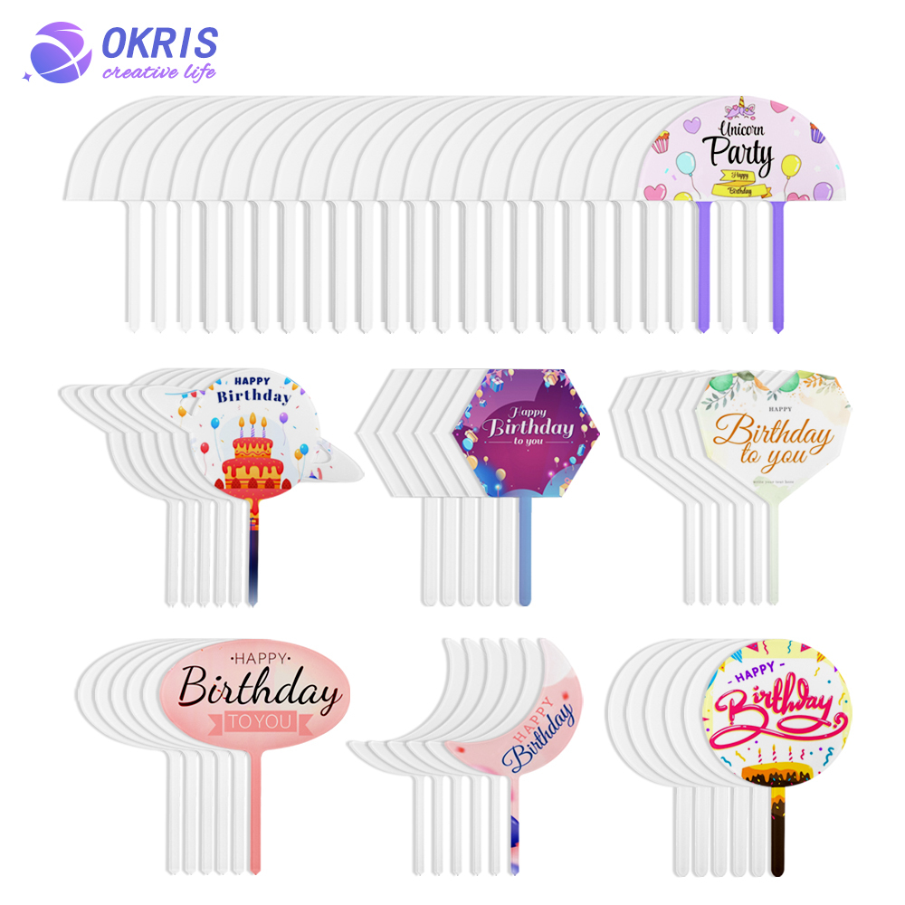 Blank Sublimation Personality Acrylic Cake Insert DIY Heat Transfer  Big Or Small Size Cake Topper