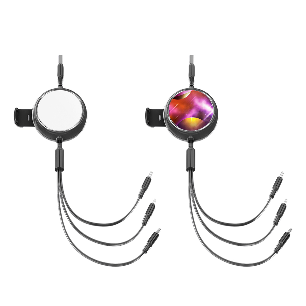 New Coming Blank Sublimation Metal Insert 3in1 USB Cable With a Mobile Phone Stand