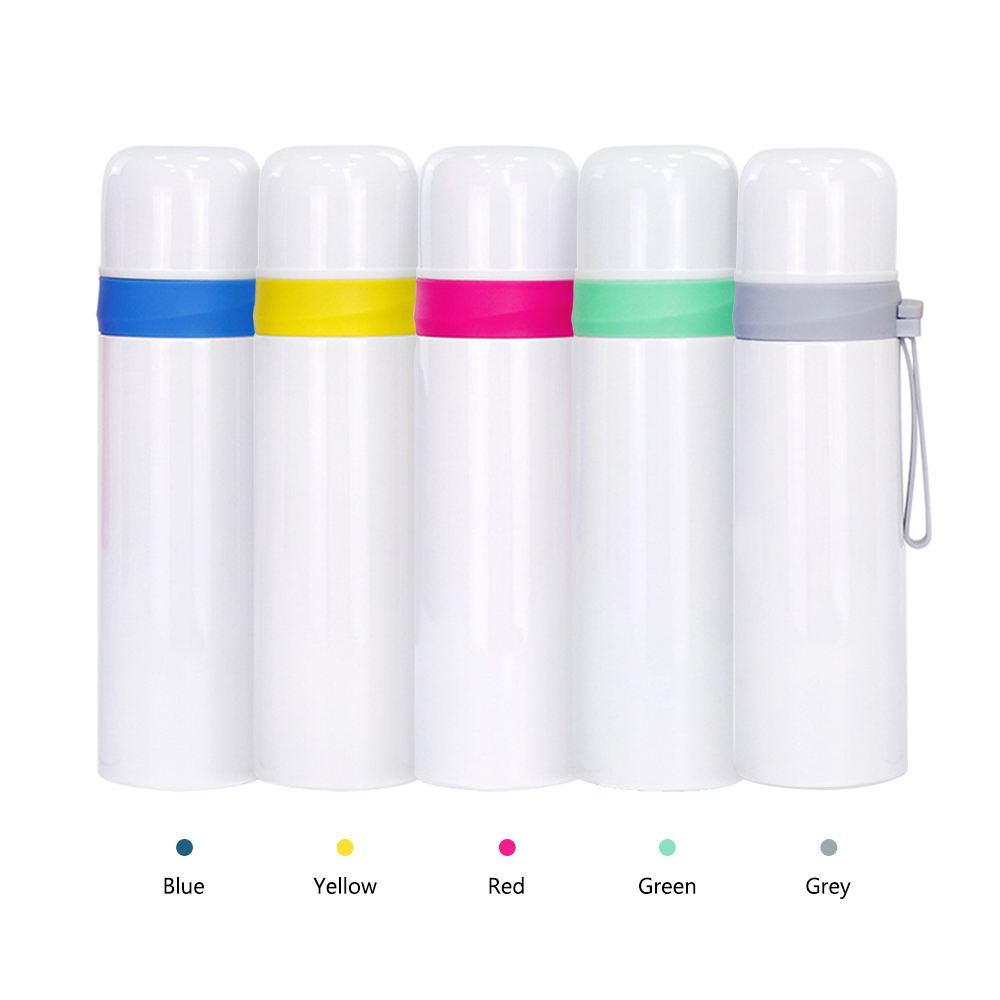 50pcs/carton Blank Dye-Sublimation 500ML Thermos Stainless Steel Bottle With Colorful Strap
