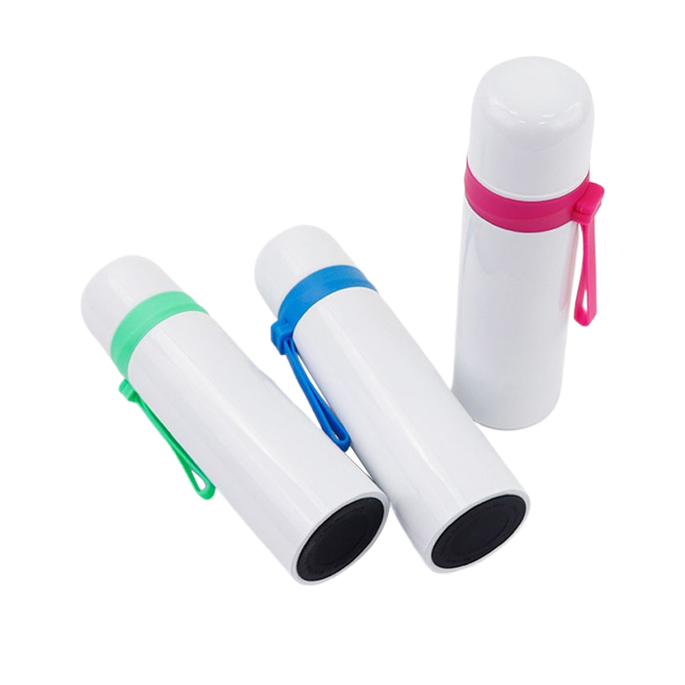 50pcs/carton Blank Dye-Sublimation 500ML Thermos Stainless Steel Bottle With Colorful Strap