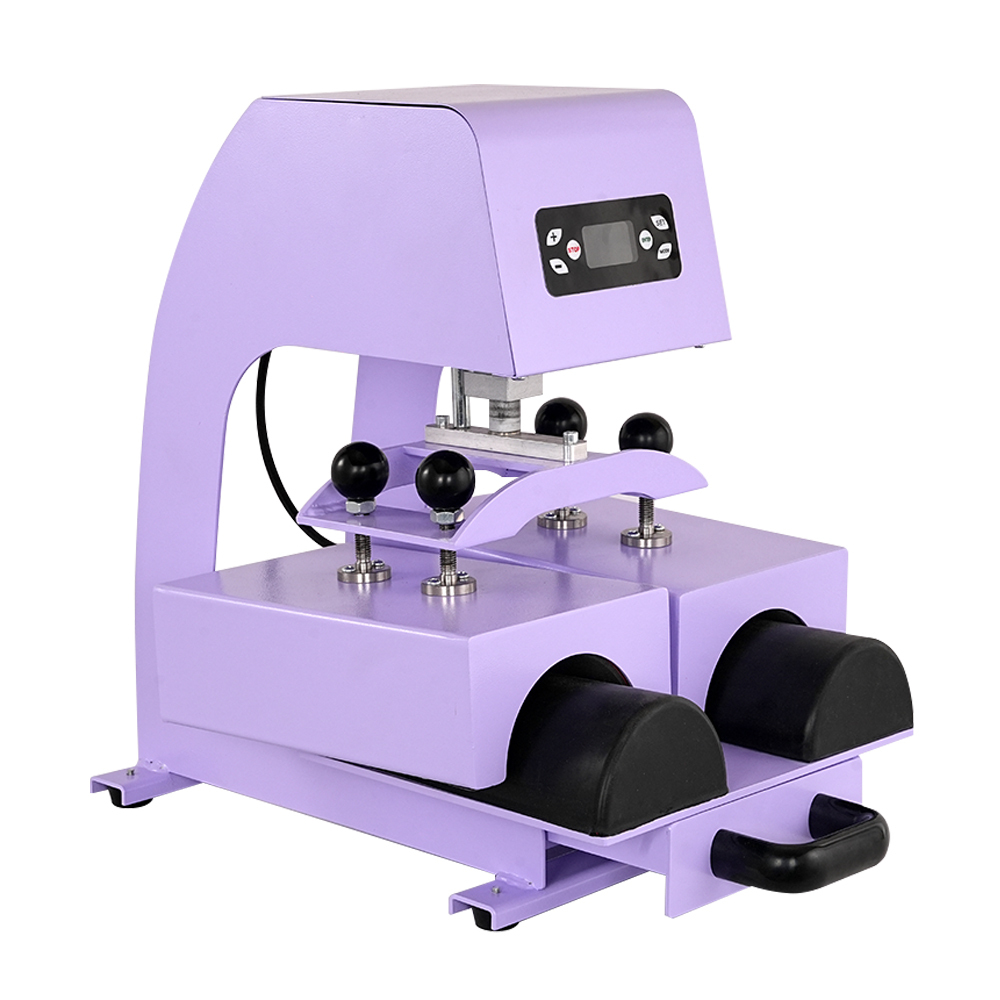 Automatic Electric Dual-Heads Shin Guards Heat Press Machine Purple Color Sublimation Shin Guard Machine