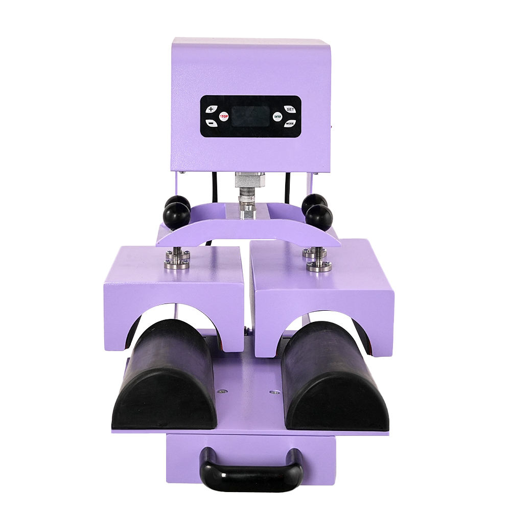 Automatic Electric Dual-Heads Shin Guards Heat Press Machine Purple Color Sublimation Shin Guard Machine