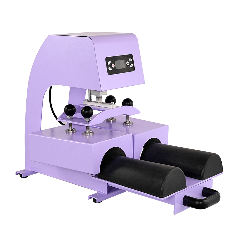 Automatic Electric Dual-Heads Shin Guards Heat Press Machine Purple Color Sublimation Shin Guard Machine