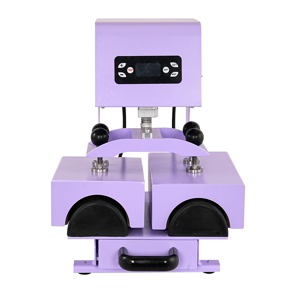 Automatic Electric Dual-Heads Shin Guards Heat Press Machine Purple Color Sublimation Shin Guard Machine