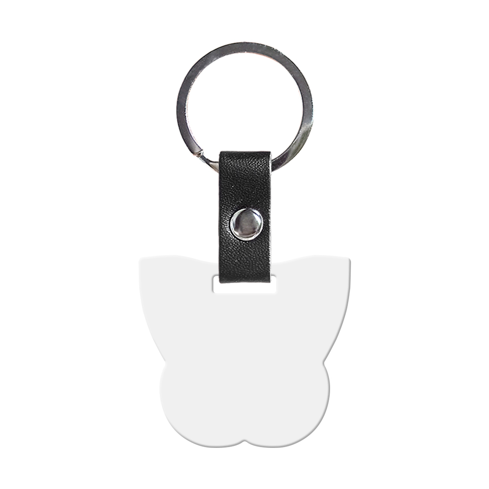 Wholesale Price Blank Sublimation Metal Keyring With Double-sides Printing DIY Key Chain With PU Leather Connect Stainless Steel Key rings