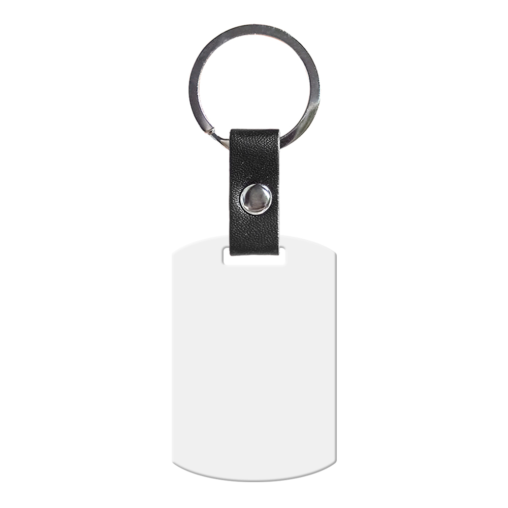Wholesale Price Blank Sublimation Metal Keyring With Double-sides Printing DIY Key Chain With PU Leather Connect Stainless Steel Key rings