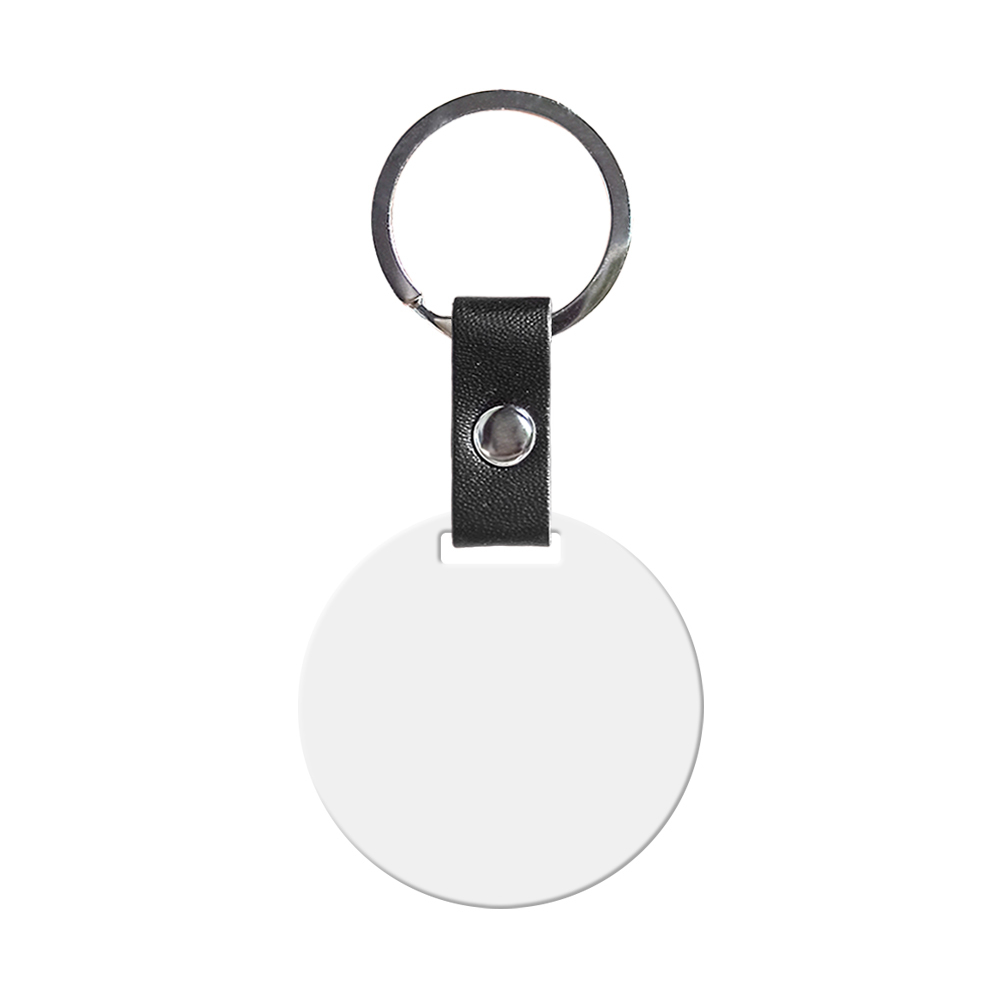 Wholesale Price Blank Sublimation Metal Keyring With Double-sides Printing DIY Key Chain With PU Leather Connect Stainless Steel Key rings