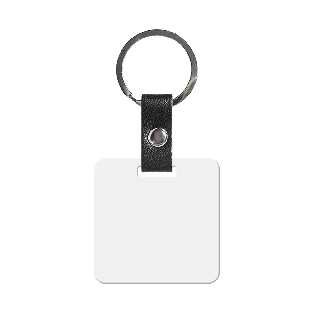 Wholesale Price Blank Sublimation Metal Keyring With Double-sides Printing DIY Key Chain With PU Leather Connect Stainless Steel Key rings