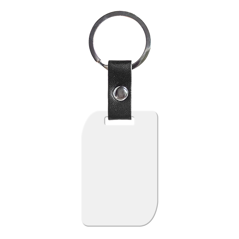 Wholesale Price Blank Sublimation Metal Keyring With Double-sides Printing DIY Key Chain With PU Leather Connect Stainless Steel Key rings