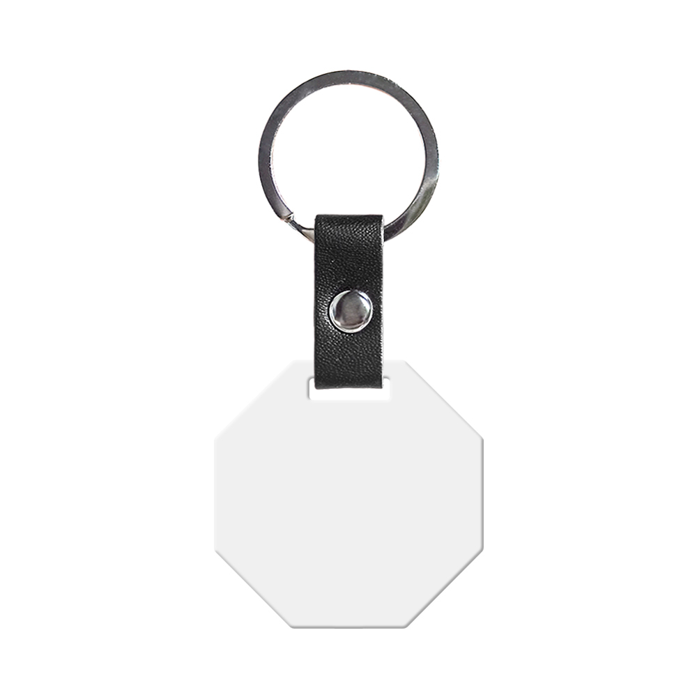 Wholesale Price Blank Sublimation Metal Keyring With Double-sides Printing DIY Key Chain With PU Leather Connect Stainless Steel Key rings