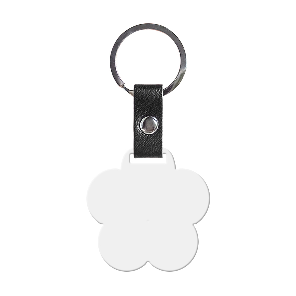 Wholesale Price Blank Sublimation Metal Keyring With Double-sides Printing DIY Key Chain With PU Leather Connect Stainless Steel Key rings