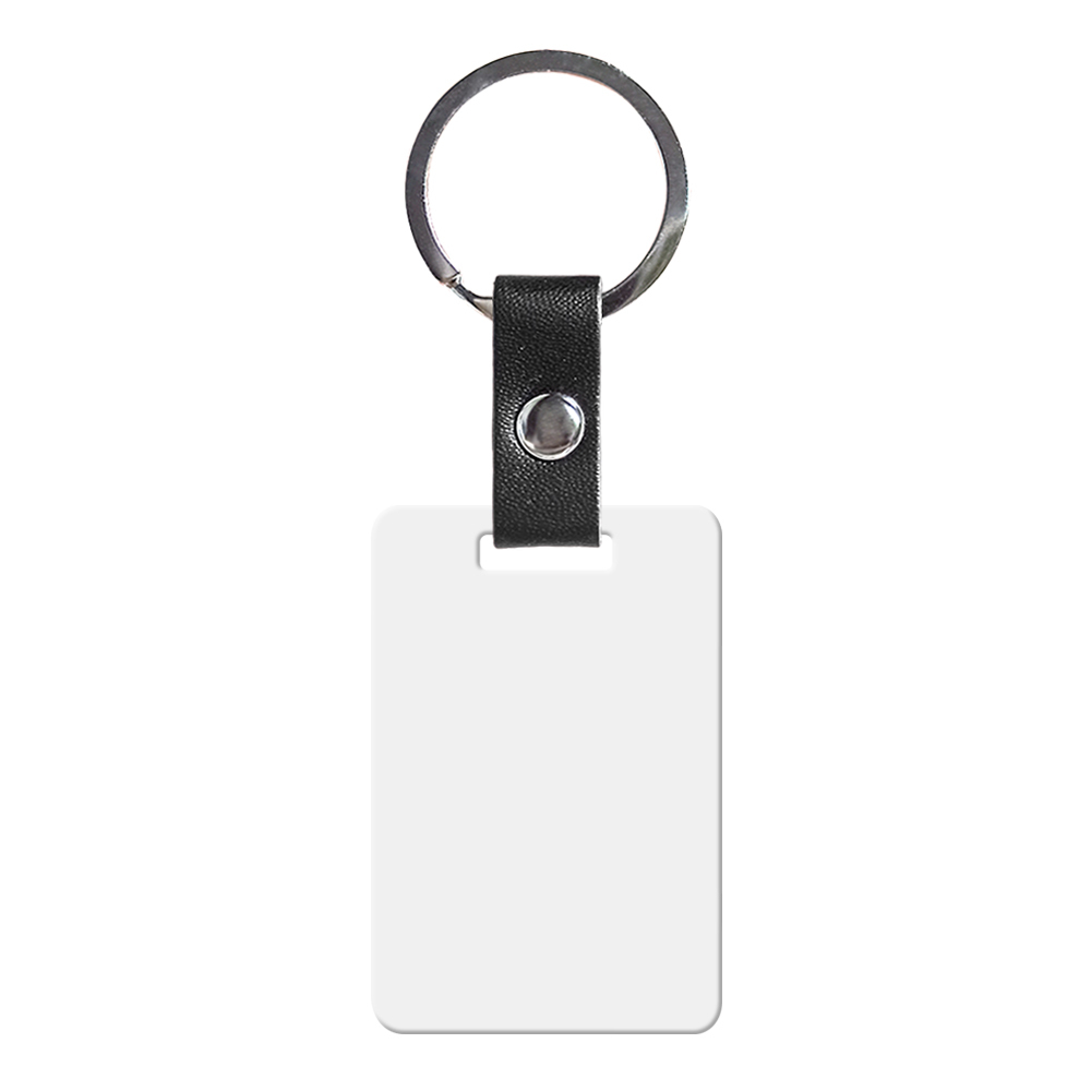 Wholesale Price Blank Sublimation Metal Keyring With Double-sides Printing DIY Key Chain With PU Leather Connect Stainless Steel Key rings