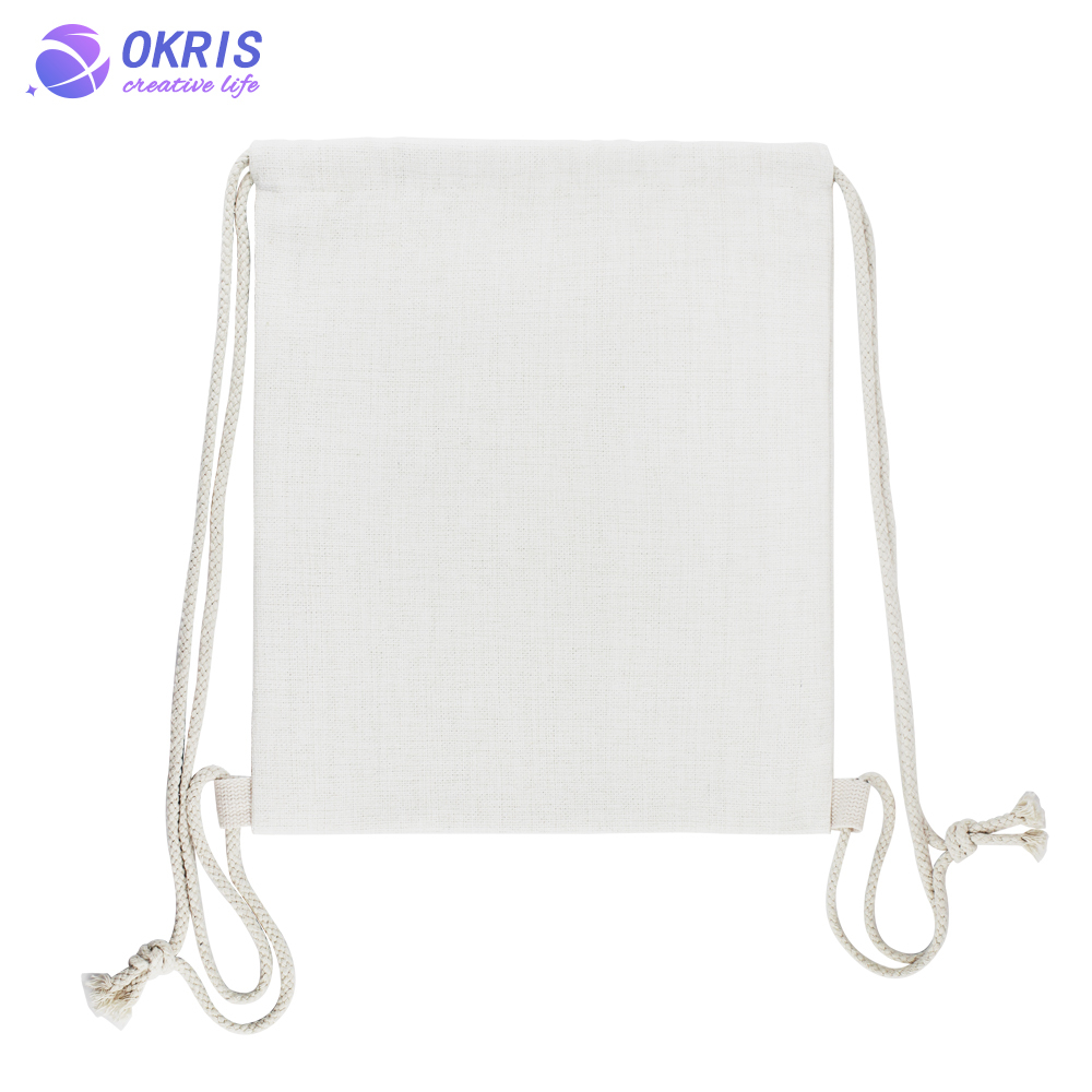 Customized Blank Sublimation Linen Drawstring Backpack DIY Heat Transfer Bag