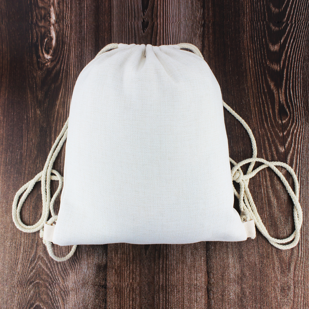 Customized Blank Sublimation Linen Drawstring Backpack DIY Heat Transfer Bag