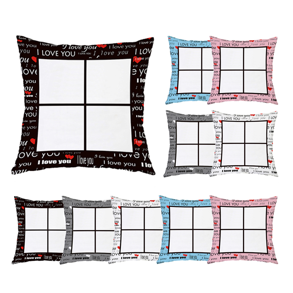 New Four Square / One Square Grid Pillow Cover With Color Printed Edge