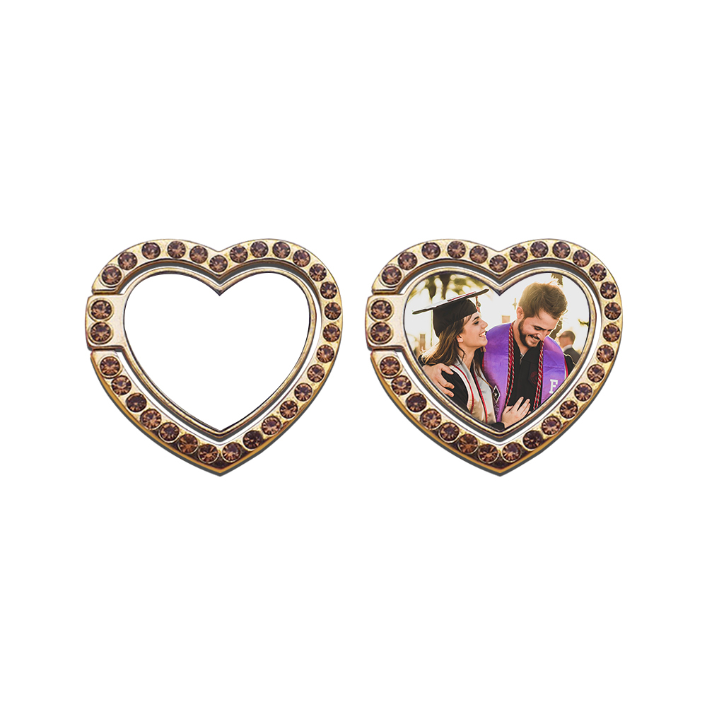 Wholesale Price Blank DIY Sublimation Ring Holder 360 Degree Rotating Round Ring Phone Stand With Diamond