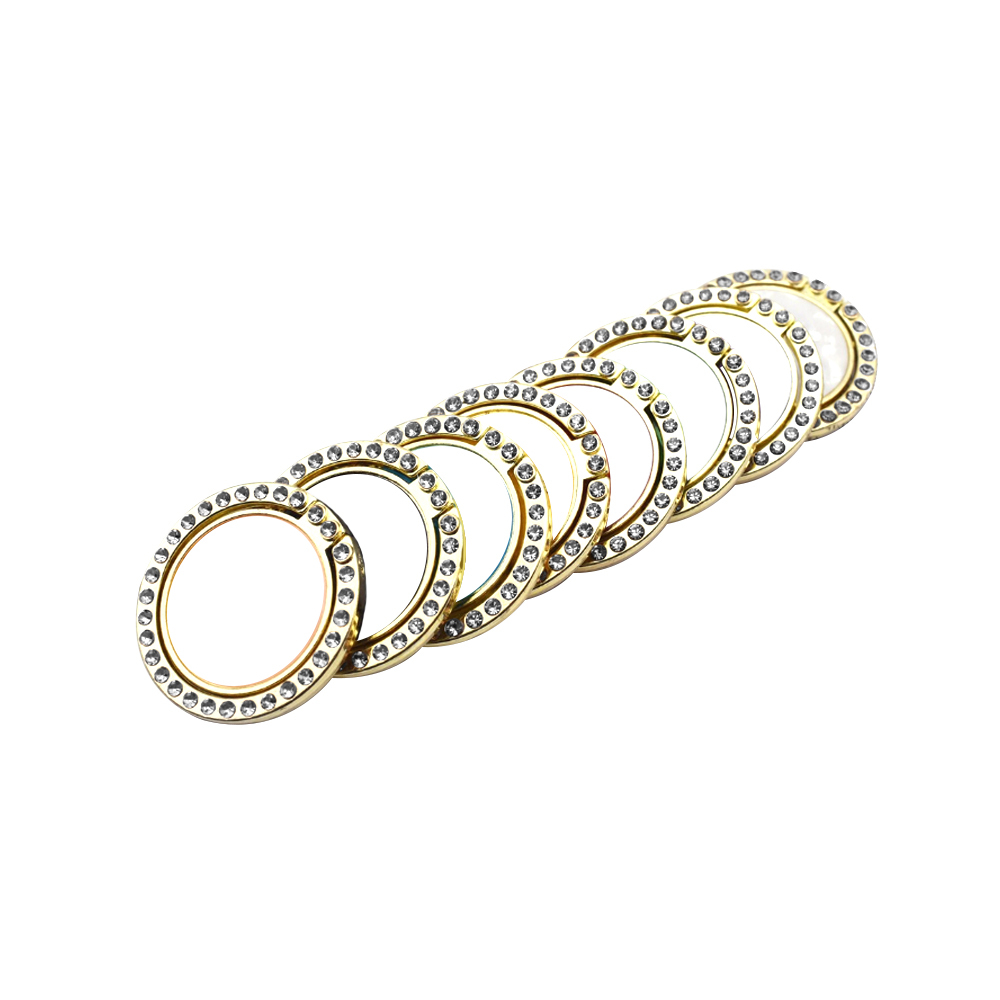Wholesale Price Blank DIY Sublimation Ring Holder 360 Degree Rotating Round Ring Phone Stand With Diamond