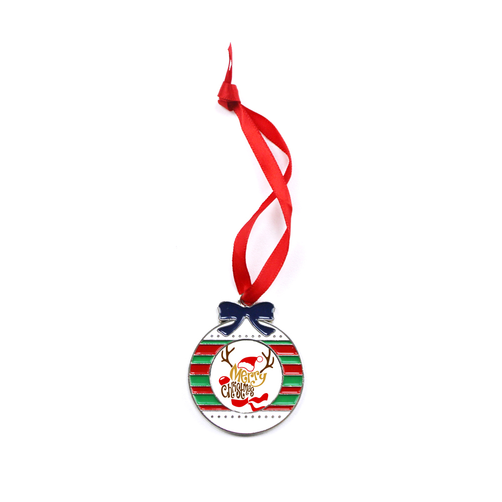 Customized Dye-Sublimation Blank Metal Xmas Ornament With Tree Shape