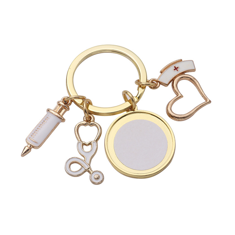 Blank Sublimation Lovers Keychains Round Heart Shape Couples Key ring With Double sides printable