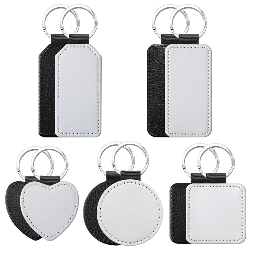 DIY Printing Double Side Printing Blank PU Leather Keychains