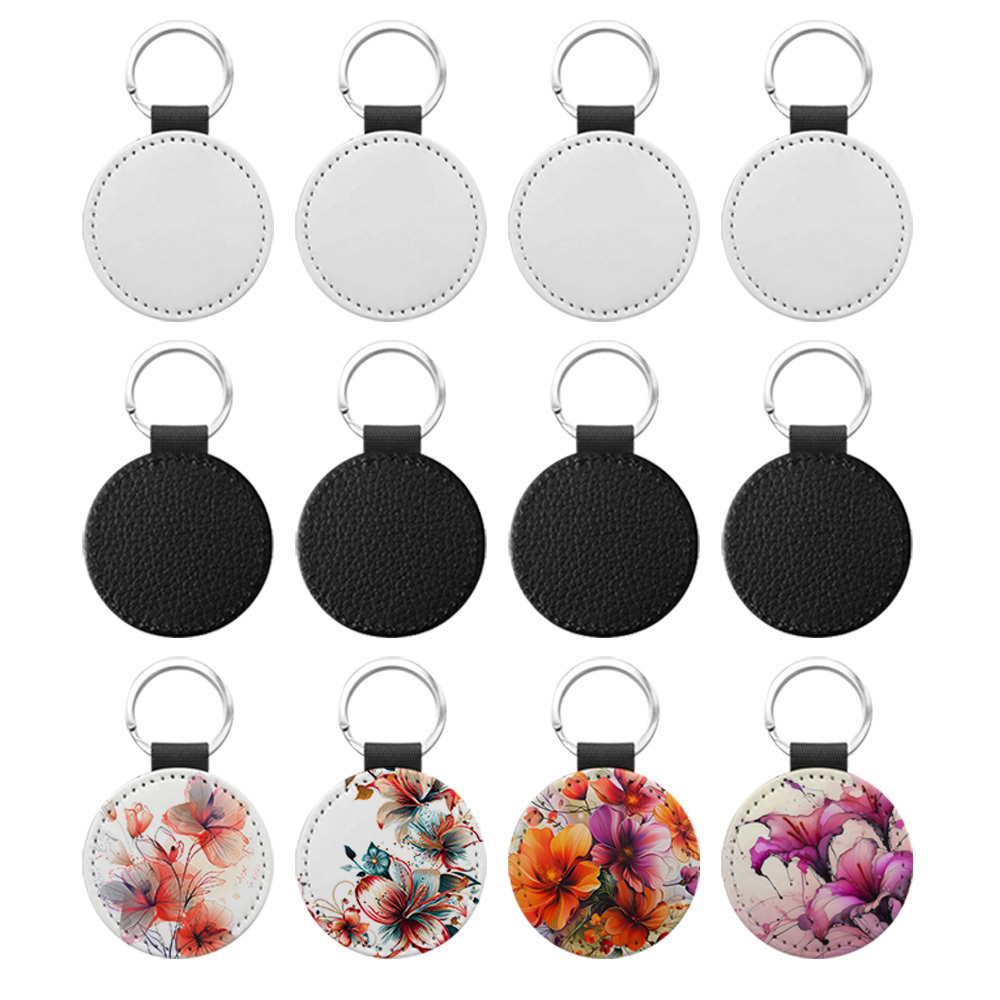 DIY Printing Double Side Printing Blank PU Leather Keychains