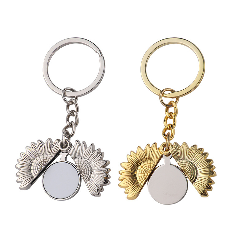 Blank Sublimation Lovers Keychains Round Heart Shape Couples Key ring With Double sides printable