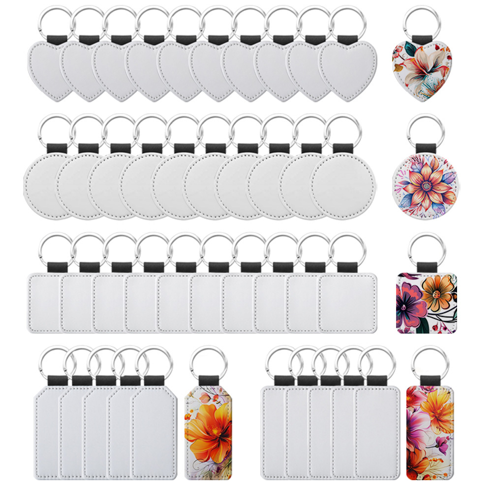 DIY Printing Double Side Printing Blank PU Leather Keychains