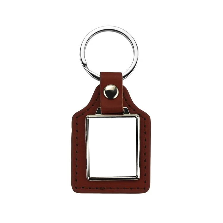 Popular Black Color PU Back Sublimation Keychain DIY Heat Transfer Blank Metal Key ring