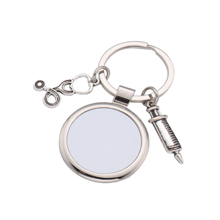 Blank Sublimation Lovers Keychains Round Heart Shape Couples Key ring With Double sides printable