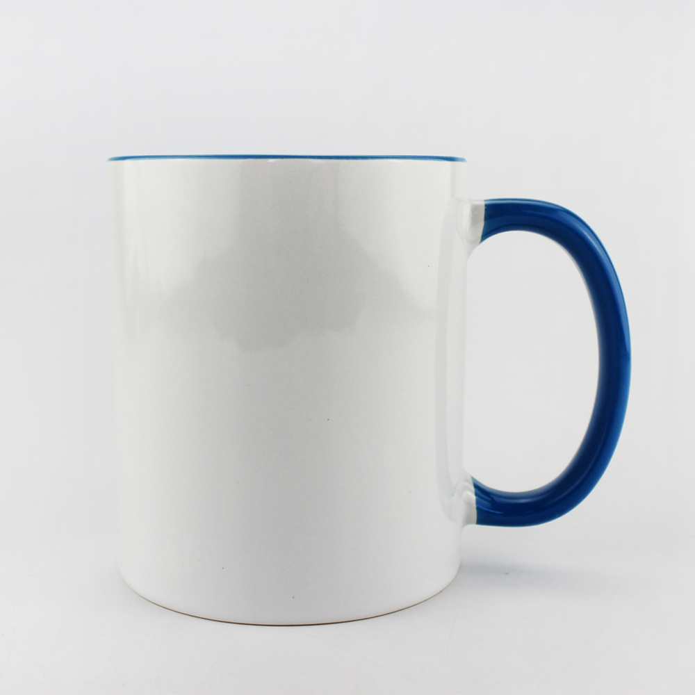 High Quality Sublimation White Blank 11oz fringe and inside color mug