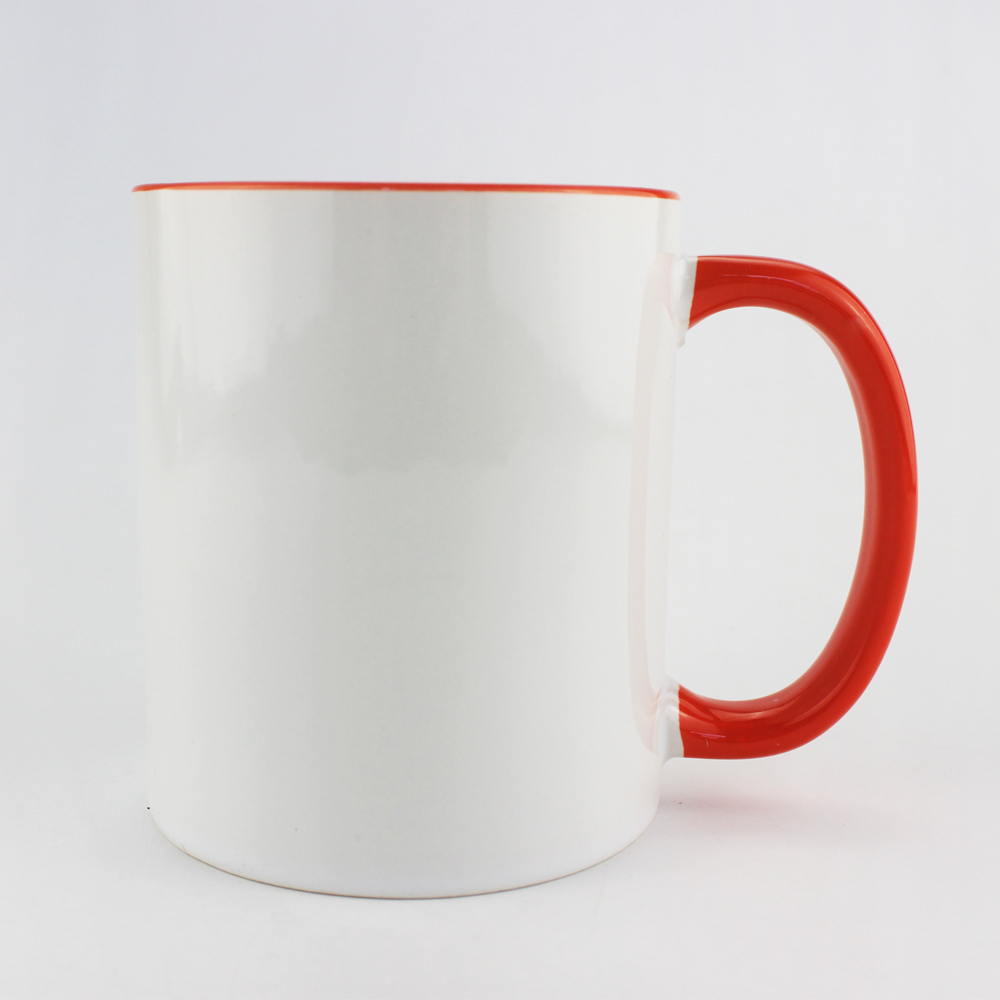 High Quality Sublimation White Blank 11oz fringe and inside color mug