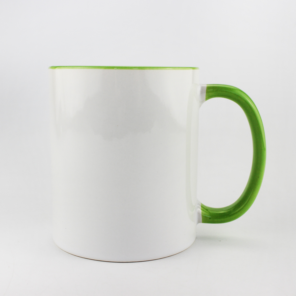 High Quality Sublimation White Blank 11oz fringe and inside color mug